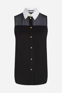 Blúzka Karl Lagerfeld Poplin Collar Slvls Blouse Black