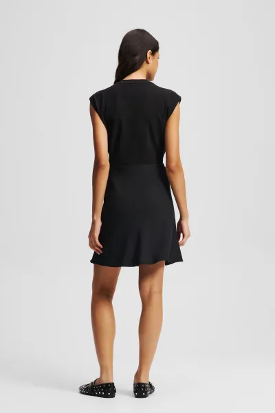 Šaty Karl Lagerfeld Fabric Mix Dress Black