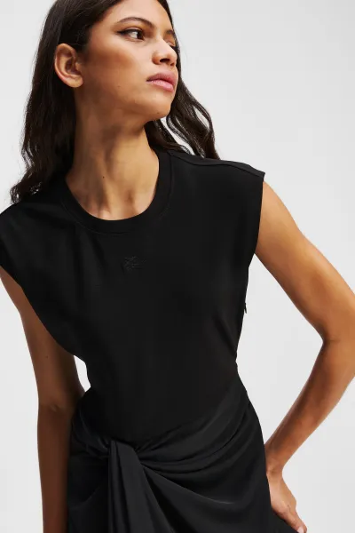 Šaty Karl Lagerfeld Fabric Mix Dress Black