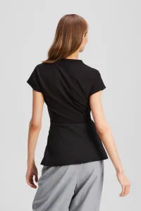 Top Karl Lagerfeld Fabric Mix V-Neck Top Black