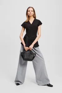 Top Karl Lagerfeld Fabric Mix V-Neck Top Black