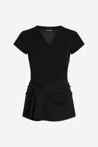 Top Karl Lagerfeld Fabric Mix V-Neck Top Black