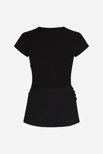 Top Karl Lagerfeld Fabric Mix V-Neck Top Black