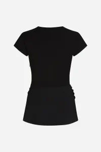 Top Karl Lagerfeld Fabric Mix V-Neck Top Black