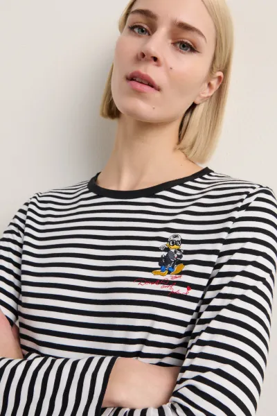 Tričko Karl Lagerfeld Kl X Disney Stripe Lslv T-Shirt Small Stripe Black-White