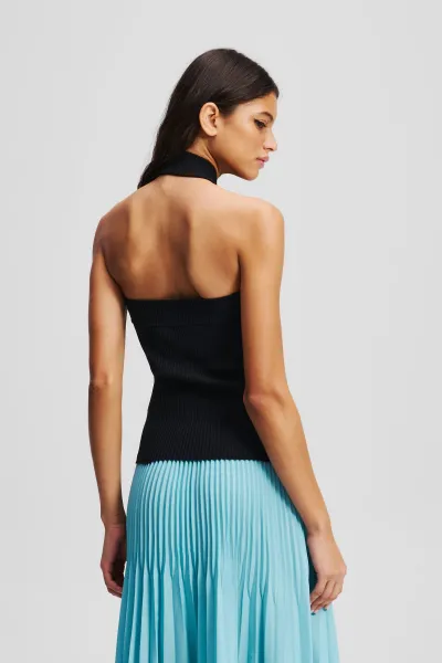 Sveter Karl Lagerfeld Halterneck Knit Tank Black