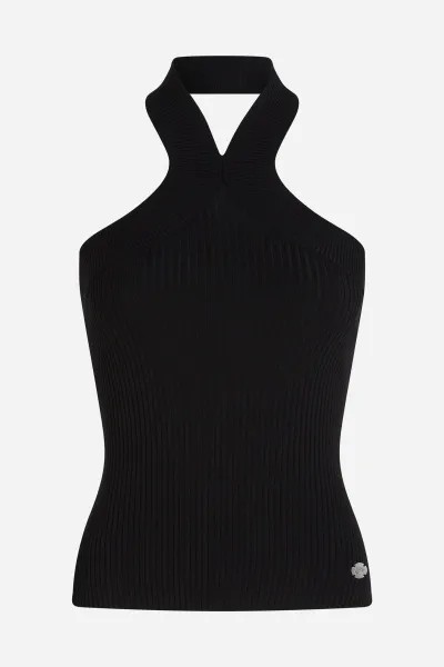 Sveter Karl Lagerfeld Halterneck Knit Tank Black