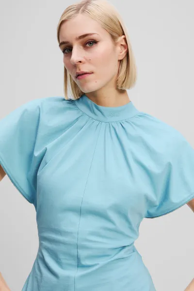 Tričko Karl Lagerfeld Zip Sleeve T-Shirt Still Water