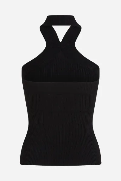 Sveter Karl Lagerfeld Halterneck Knit Tank Black