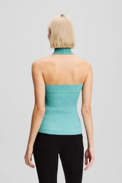 Sveter Karl Lagerfeld Halterneck Knit Tank Still Water