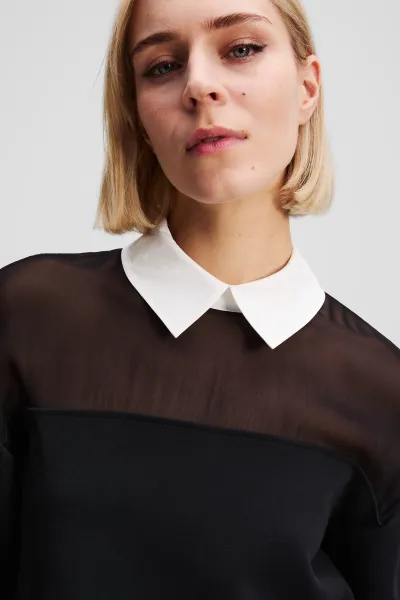 Mikina Karl Lagerfeld Poplin Collar Sweatshirt Black