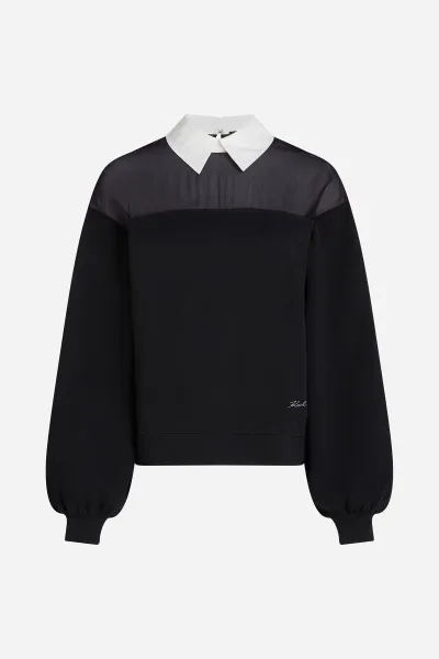 Mikina Karl Lagerfeld Poplin Collar Sweatshirt Black