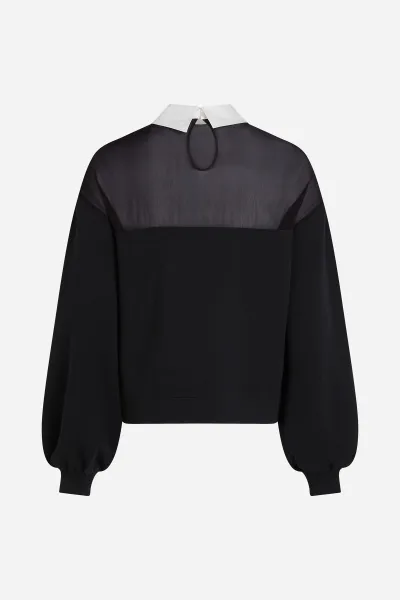 Mikina Karl Lagerfeld Poplin Collar Sweatshirt Black