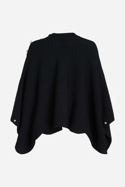 Pončo Karl Lagerfeld Rib Knit Poncho Black