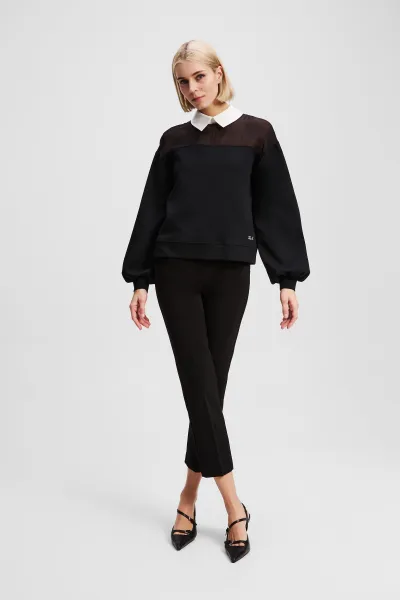 Mikina Karl Lagerfeld Poplin Collar Sweatshirt Black