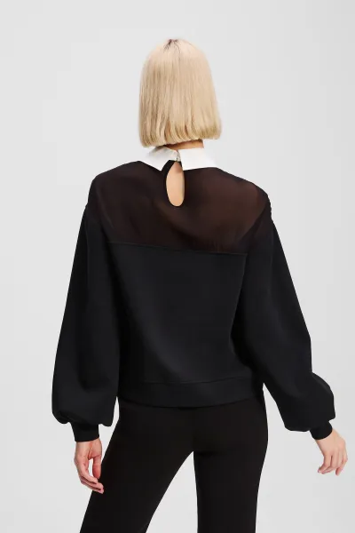Mikina Karl Lagerfeld Poplin Collar Sweatshirt Black