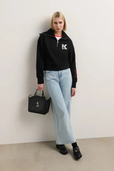 Mikina Karl Lagerfeld Kl X Disney 1/2 Zip Sweatshirt Black