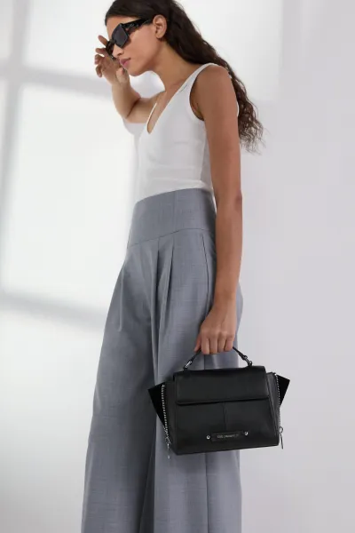 Kabelka Karl Lagerfeld K/Hardware Sm Top Handle Black-Nickel