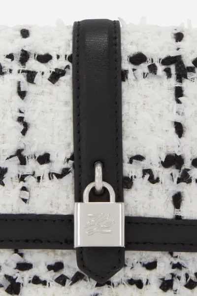 Kabelka Karl Lagerfeld K/Autograph Padlock Sb Boucle Black White Karl Boucle