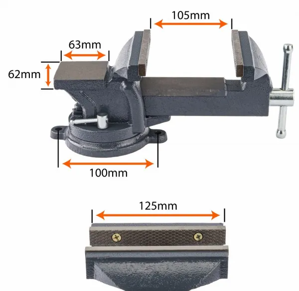 Zámočnícky zverák 125 mm otočný s nákovou