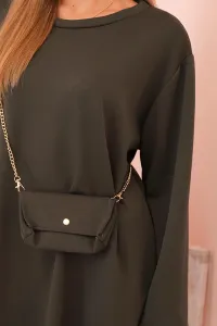 Kesi Włoski Dámska viskózová sukňa Plus Size s kabelkou na retiazke khaki