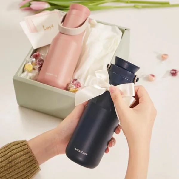 LOCKNLOCK Nerezová termoska s uchom LOCK Metro 470 ml ružová