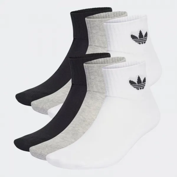 Ponožky ADIDAS ORIGINALS 6 PACK-MID ANKLE SCK-BLACK WHITE GREY