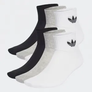 Ponožky ADIDAS ORIGINALS 6 PACK-MID ANKLE SCK-BLACK WHITE GREY