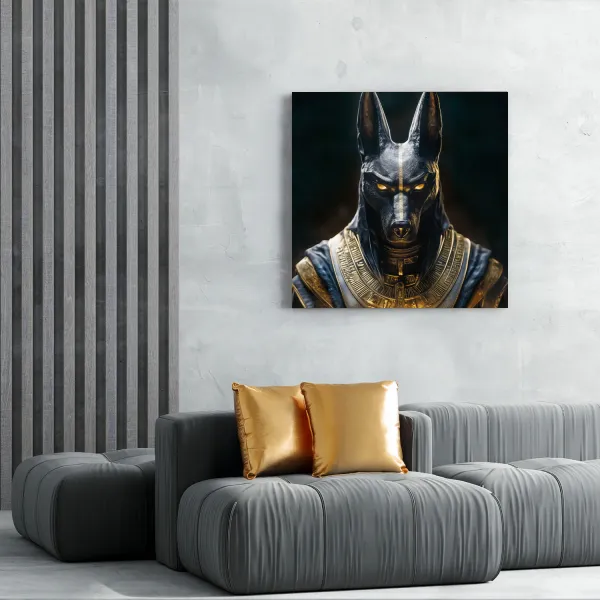 Drevený obraz - egyptský boh Anubis