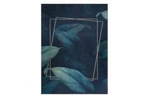 Koberec protišmykový ANDRE 1170 Lístie, geometrický - modrý