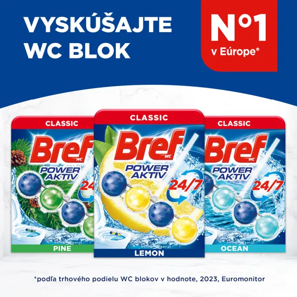 Bref Power Aktiv Lemon tuhý WC blok 4 x 50 g 1bal