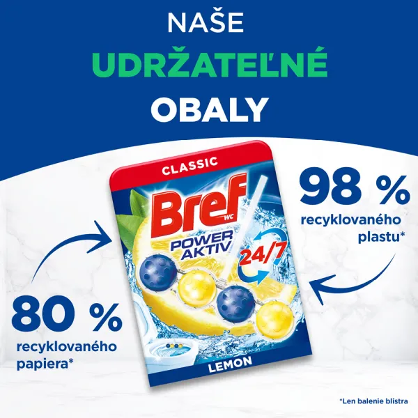 Bref Power Aktiv Lemon tuhý WC blok 4 x 50 g 1bal