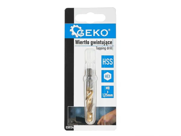 Závitový vrták HSS M8×1,25 mm s HEX stopkou GEKO G38134