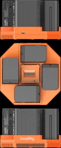 SmallRig 4834 NP-F970 4-kanálová nabíjačka batérie fotoaparátu a súprava 4 batérií