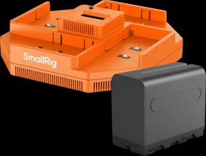 SmallRig 4834 NP-F970 4-kanálová nabíjačka batérie fotoaparátu a súprava 4 batérií