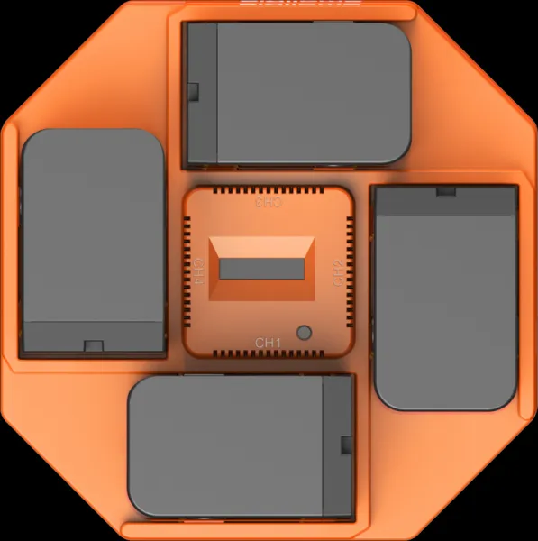 SmallRig 4834 NP-F970 4-kanálová nabíjačka batérie fotoaparátu a súprava 4 batérií