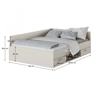 Posteľ, 140x200, kašmír, BOAT