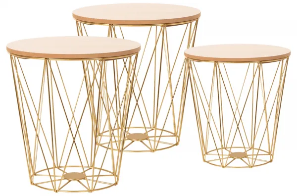 Tutumi Odkladací stolík Twins Gold S breza/zlatá