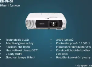 EPSON EB-FH08/3LCD/3600lm/FHD/2x HDMI