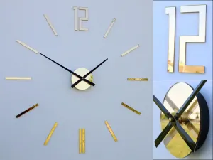 ModernClock 3D nalepovacie hodiny Carlo zlaté zrkadlové