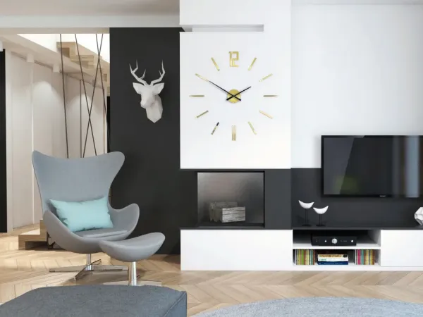 ModernClock 3D nalepovacie hodiny Carlo zlaté zrkadlové