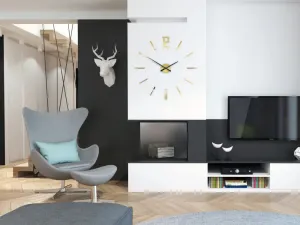 ModernClock 3D nalepovacie hodiny Carlo zlaté zrkadlové