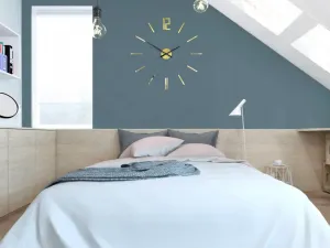 ModernClock 3D nalepovacie hodiny Carlo zlaté zrkadlové