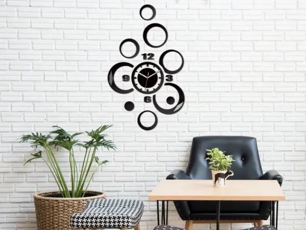 ModernClock 3D nalepovacie hodiny ALLADYN čierne