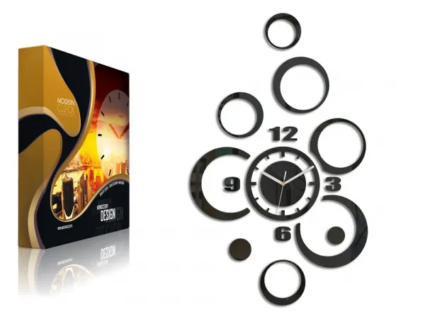 ModernClock 3D nalepovacie hodiny ALLADYN čierne