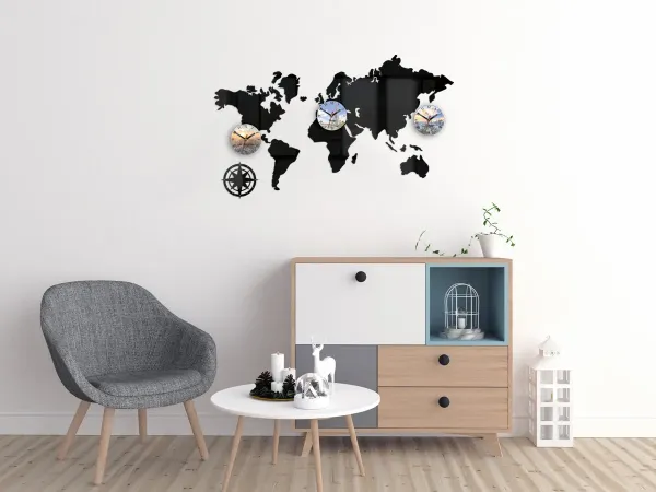 ModernClock 3D nalepovacie hodiny Cities čierne
