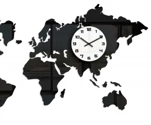 ModernClock 3D nalepovacie hodiny Continents čierno-biele