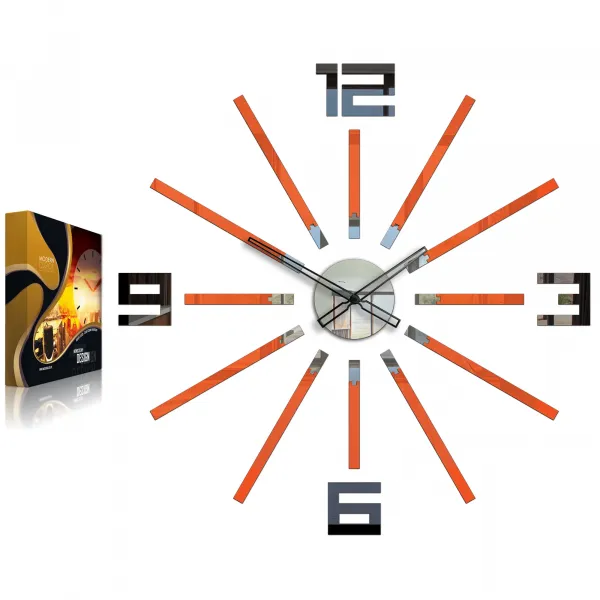 ModernClock 3D nalepovacie hodiny Briliant oranžové