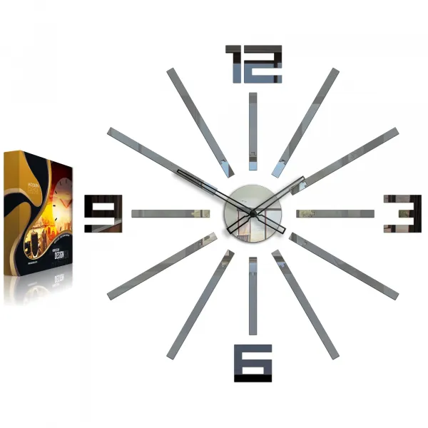 ModernClock 3D nalepovacie hodiny Briliant sivé
