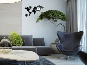 ModernClock 3D nalepovacie hodiny Continents wenge